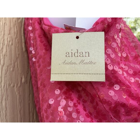 NWT $165 Aidan Mattox Pink Sequins Women Dress Size 8M Glamorous Luxury Barbie - Picture 13 of 15